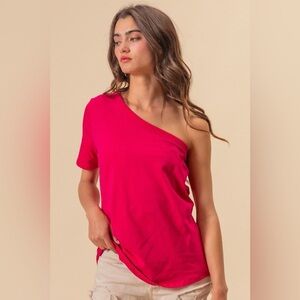 BiBi Cotton Span Knit One Shoulder Top